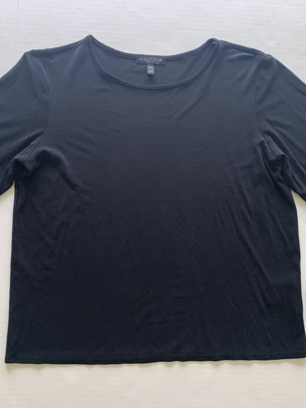 Eileen Fisher Women's Size PM 100% Silk Jersey Long Sleeve Top Blouse Minimalist